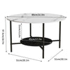 Chic Round Marble Coffee Tea Table Living Room Center Table with Storage Shelf