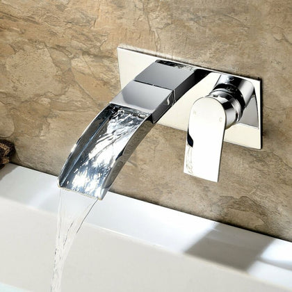 Modern Chrome Bath Tap Basin Sink Wall Mounted Waterfall Bathtub Mixer Faucet