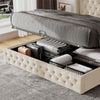 Merax Upholstered Bed Functional Bed from Storage Double Size Beige Velvet