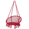 Red Boho Hanging Hammock Chair Cotton Woven Rope Swing Home Garden Chair Seat