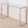 Modern Glass Slim Corner Side Console Table for Living Room Kitchen Narrow Space