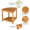 2-Tier Bathroom Shelf Shower Stool Fan-Shaped Bamboo Corner Storage Organizer