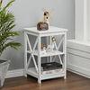 Wood Bedside Table 3-Tiers Shelf Mini Cabinet Nightstand for Bedroom Living Room