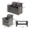 RATTAN GARDEN SOFA TABLE SET 4 PIECE CHAIRS SOFA TABLE OUTDOOR PATIO WICKER SETS
