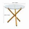 Round Clear Glass Dining Table & 4x White Faux Leather Dining Chairs Golden Legs