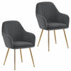 2pcs Dining Chairs Matte Velvet Seat Metal Gold Legs Kitchen Chair Home Office