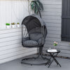 Outdoor Hanging Egg Chair with Stand, Cushion and Foldable Basket, Grey