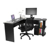 L Shape Corner Computer Table with Bookshelf Home Office Study Laptop Desk Black