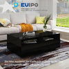 Modern High Gloss Rectangle Coffee Tea Table Solid with 4 Storage Drawers Shelf