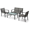 4 Seater Garden Furniture Set Sofa Chairs Rectangular Table Patio Outdoor Grey