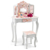 2 in 1 Kids Vanity Table and Chair Set Makeup Dressing Table W/ Mirror & Drawer