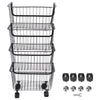 4 Tiers Kitchen Storage Trolley Cart Rack Tray Metel Wire Basket Shelf Rolling