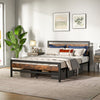 Industrial King Size Bed Frame Metal Platform Bed with Headboard and Footboard