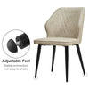2 Pcs Dining Chair Grey Brown Cream Faux Leather Padded Chair Modern Living Room