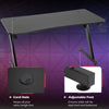 Gaming Desk Steel Frame w/ Cup Holder Headphone Hook Adjustable Feet Black