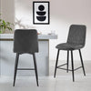 Set of 2 Counter Barstools Breakfast Bar Stools Faux Leather Upholstered Seat