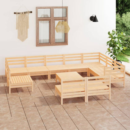 11 Piece Garden Set Solid Pinewood P0O1