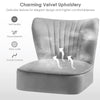 Grey Velvet Oyster Accent Chair Cocktail Sofa Bedroom Lounge Makeup Dining Stool