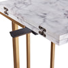 Extendable Side Sofa Table, End Table for Living Room, White Marble