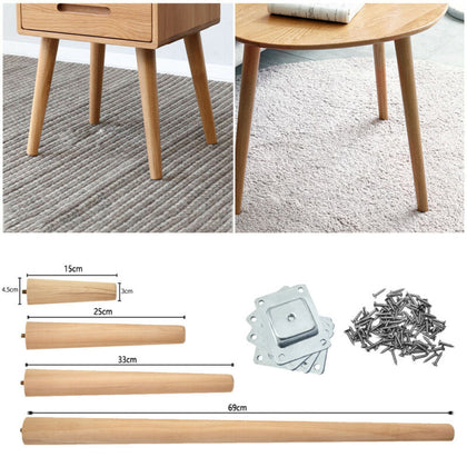 4 × Wooden Table Legs Tapered Pine Beech Ash Table Chair Stool Chest 4 Size