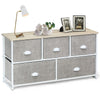 5-Drawer Dresser Storage Cabinet 2-Tier Fabric Chest of Drawers Removable Basket