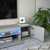 Grey 200CM TV Stand Unit Cabinet High Gloss 3 Large Drawers Doors LED Light