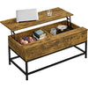 Industrial Split Lift-top Coffee Table with Storage Compartments & Metal Legs