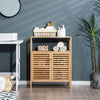 Bamboo Bathroom Storage Cabinet Freestanding Storage Organizer Double Doors