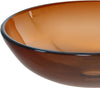 Basin Bowl Vessel Sink for Bathroom Clear Glass Tawny with Faucet Pop-Up Drain