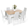 Wooden Dining Table Set Grey&White with 6 Faux Leather Chairs Modern Furniture