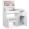 Dressing Table with Drawers, Mirror Stool Set Makeup Desk Vanity Table Bedroom