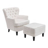 Modern Upholstered Velvet Armchair Matching Footstool Sofa Chair With Wood Legs