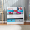 Children Bookshelf Kids Sling Book Rack with Storage Bins Toys Organizer White