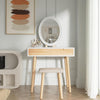 Dressing Table Set with 3-Mode LED Light Mirror Stool Vanity Wood Makeup Desk