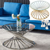 Living Room Coffee Table 80cm Round Tempered Glass Top & Stainless Steel Leg
