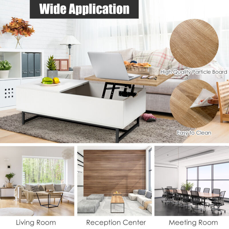 Wooden Lift Top Coffee Table Convertable Storage Desk Laptop Table Wor ...