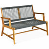 Garden Acacia Wooden Bench Chair Outdoor Patio Rope Loveseat Seating Furniture