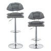 Set of 2 Counter Chairs Faux Leather Bar Stools Upholstered Seat Barstool Salon