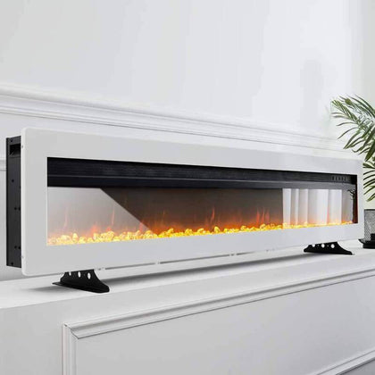 40in Electric Fire Fireplace Heater Recessed Wall Mounted Free Standing w/Remote