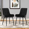 2x Black Velvet High Back Dining Chairs Padded Seat Dining Room Chairs Modern