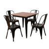 SOLID WOOD TOP SQUARE METAL DINING TABLE WITH 2/4 CHAIRS STOOL INDUSTRIAL STYLE
