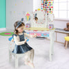 Kids Vanity Makeup Dressing Table & Chair Set W/ Tri-fold Mirror & Drawers White