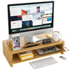 Bamboo Monitor Stand 2-tier Laptop Tablet with Holder Computer Riser Stand
