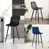 2 Pcs Bar Stools Breakfast Pub Chair Velvet Metal Legs Kitchen 65 cm Seat High
