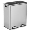 2x30L Recycle Pedal Bin Dual Trash Can w/Carry Handles Soft Closure Stainless