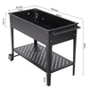 Metal Raised Garden Bed Elevated Planter Herbs Grow Box Bottom Shelf with Wheels
