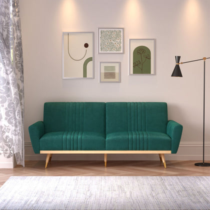 UK 3 Seater Sofa Bed 3-Position Convertible Sleeper Couch Recliner Velvet Settee