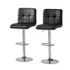 2Pcs Black Barstools Faux Leather Gas Lift Bar Chair Height Adjustable Modern