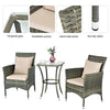 3 Piece Garden Furniture Set Patio Rattan Wicker Cushioned Chairs W/ Glass Table