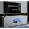White TV Unit Stand Cabinet Matt body High Gloss Drawer & LED Light Cupboard